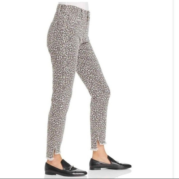 Current Elliott The Super Highwaist Stiletto Snow Leopard Slit Step Hem. - Picture 5 of 16